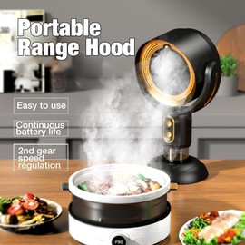 Portable Range Hood, Desktop Range Hood with 2 Speed Exhaust Fan, Detachable Aluminum Filter, Large Oil Collection Cup, Portable Kitchen Exhaust Fan for Indoor BBQ, Hot Pot Camping Trips Home (Gold)