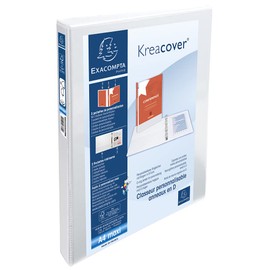 Exacompta KreaCover 51841E Presentation Ring Binder with Hard Cover for DIN A4, Cover, Back and Spine with Pocket, 4-D Ring Mechanism 20 mm, Spine 38 mm, External Dimensions 32 x 27.3 cm, White