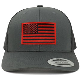 Armycrew Gorra de malla con diseño de bandera americana, color gris, Negro Rojo, Talla única