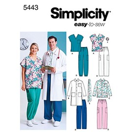 Simplicity Easy To Sew Men and Women's Scrubs and Doctor's Outfit Costume Sewing Pattern, Sizes XL-XXXL