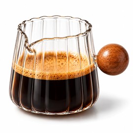 5 oz Espresso Cup, Borosilicate Glass Espresso Cup with Wooden Ball Handle