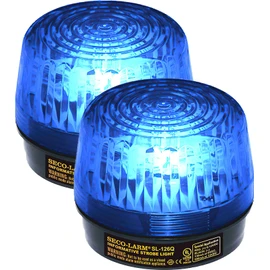 Seco-Larm SL-126Q/B Pack of 2 Strobe Lights, Blue; 6 ot 12VDC; Easy 2-Wire Installation; High-Impact and Heat-Resistant Acryrex Lens; Lifespan of Over 300 Continuous Hours; Protective Inner Cover