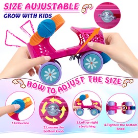 SMOOJOY Toddler Roller Skates for Kids Boys Girls Ages 2-5 Adjustable Quad Skates Outdoor Indoor for Beginner Durable Children's 4 Wheels Rollerskates