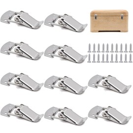 Pack of 10 Turnbuckles Stainless Steel with 20 Screws, Box Closure, Small Cap Lock, Lever Lock, Silver, Tension Lock Corner Attachment, for Case Box, Toolbox, Drawer, Cabinet, Chest