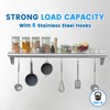 Treshin Stainless Steel Shelf with 6 Hooks 14 x 48
