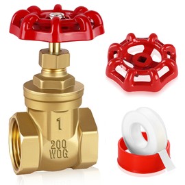 Boltigen 1’’ NPT Brass Gate Valve, 200 WOG Manual Rotary Sluice Valve with Wheel Handle, Double Female Thread Heavy Duty Water Shut Off Gate for Water, Oil, Gas, Plumbing and HVAC Systems