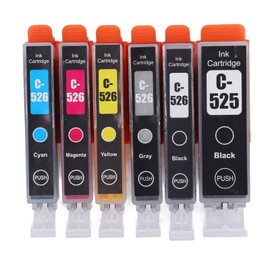 Ink Cartridge Large Capacity Clear Printing Cartridge Combo Pack for PIXMA IP4850 IP4950 IX6550 6 Colors BK BK C M Y GY