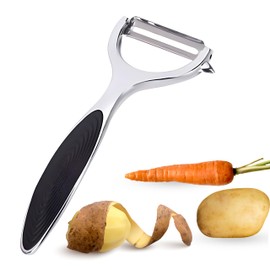 Y-peeler, Peelers For Kitchen with a Sharp Blade and Eye Remover + Black Grip to Better Support Vegetable Peelers For Kitchen Stainless Steel Apple Peeler Fruit Peeler Small Size.