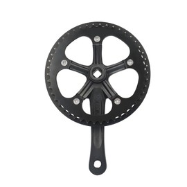 WEEROCK E-Bike/Bicycle Crankset MTB Road Bike Crank Set 46T Charing Alumininum Alloy Single Side Chain Cover and 170mm Arm, Compatible with Single Speed Bicycle and 6/7/8/9 Speeds Bicycles, Black