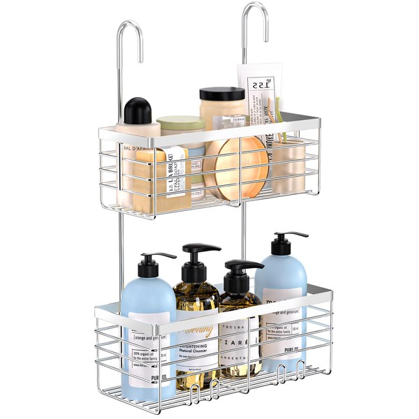 YUOROS Shower Caddy Hanging, 2 Tier Over the Door Shower