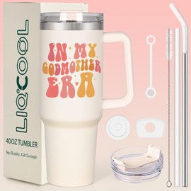LiqCool Godmother Proposal Gift, In My Godmother Era 40 Oz Tumbler, Godmother Gifts from Godchild, Will You Be My Godmother, Birthday Christmas Mother's Day Gifts for Godmother(Cream)