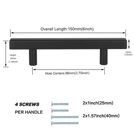 96mm Cabinet Pulls Black Kitchen Cabinet Handles Black 10 Pack - Peaha PHJ22BK 3.75 Cabinet Pulls Bathroom Cabinet Hardware for Desk, Wardrobe, Bedroom