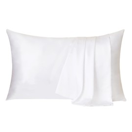 Ethlomoer Natural Pure Silk Pillowcase for Hair and Skin, Both Side Mulberry Silk, Hypoallergenic, 600 Thread Count, Luxury Smooth Pillowcase with Hidden Zipper, 50 x 75 cm 1pc, White