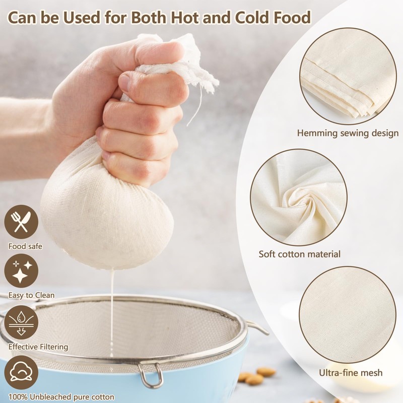 MOXYOY 2 Pcs Hemmed Cheese Cloths for Straining Reusable,50 *