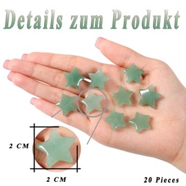 AWARDSEN 20 Pieces Star Crystal, Green Aventurine Healing Stones Crystals Set, Gemstones, Green Stones, Glutstones Crystal Star Crystal for Reiki Ornaments and Meditation