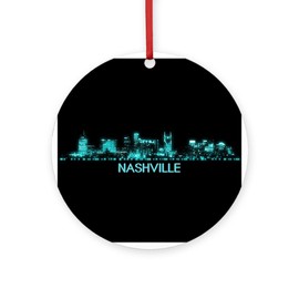 CafePress Nashville Skyline Round 4" MDF Holiday Ornament