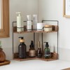 Snuvid 2-Tier Bathroom Counter Organizer, Wooden Corner Shelf for Vanity