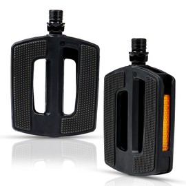 Bicycle Pedals, Bicycle Pedals City/Trekking, Comfort Pedal, Non-Slip Rubber Pedals, Bicycle Pedals Set Made of PP, Pedals Bicycle with Reflectors, StVZO, Comfort, Lightweight (Black)