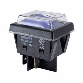 Rocker Switch Blue with Waterproof Cover, 30 A 250 ~ 4 Pin Installation Dimensions 30 x 22 mm On/Off Rocker Switch Rocker Illuminated