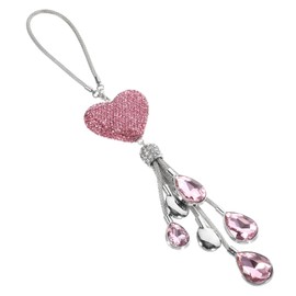 TOPPERFUN Colgante de Cristal Corazón Rosa para Espejo de Auto Adorno Colgante Brillante para Decoración Interior de Vehículo Accesorios para Mujeres