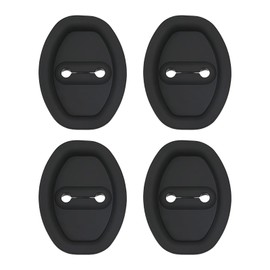 EKUWU 4 PCS Car Door Latch Lock Cover, Silicone Door Latch Protective Cover, Self-Adhesive Slam Stopper Shock Absorber, Universal Automotive Exterior Accessories for Most Cars, SUVs, Trucks (Black)