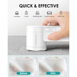 Fabric Shaver, HOMEASY Portable Lint Remover Debobbler Clothes Shaver, Bobble Remover for Clothes Adjustable 2 Speed Lint Shaver with 3 Blades Included (White)