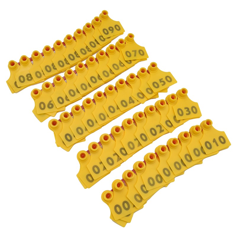 100Pcs TPU Pig Cow Ear Tag with Number 001‑100 Ear