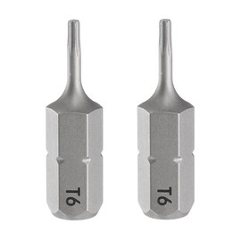 HARFINGTON T6 Torx Screwdriver Bit 1/4" Hex Shank 25mm Length 2pcs | 1" Length Magnetic Star 6 Point Head S2 Steel Screw Driver Bit