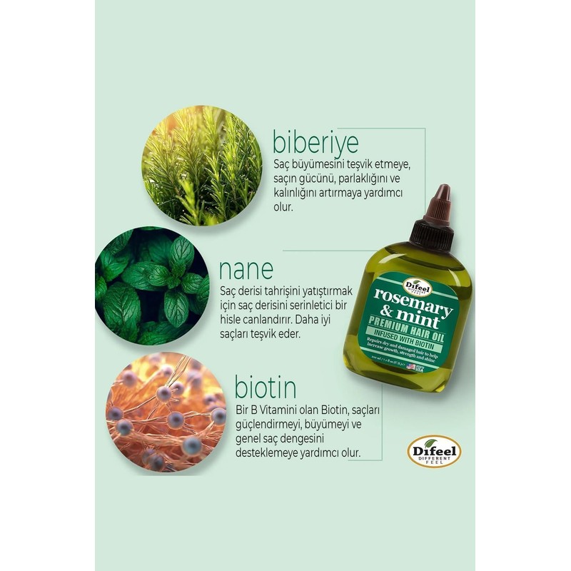Difeel Aceite para el cabello premium de romero y menta