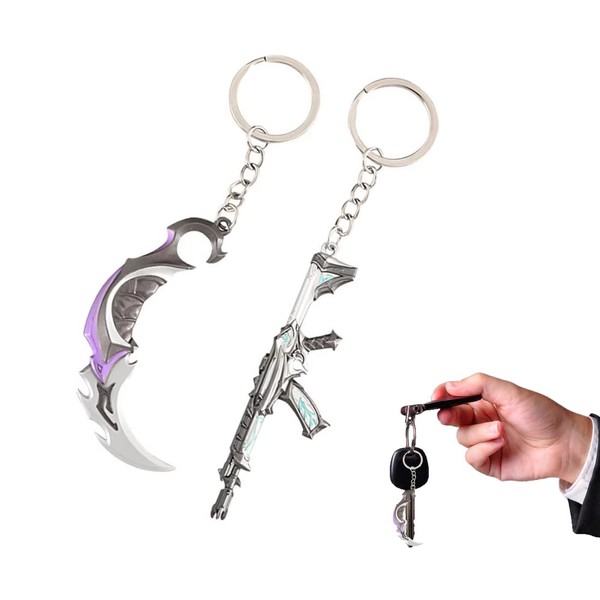 HQRKOTM Valorant Games 2 Pcs Mini Gun Model Keychain Key