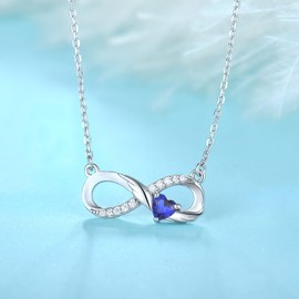 Starchenie Infinity Necklace 925 Sterling Silver Angel Wings Heart Birthstone Necklace for Women