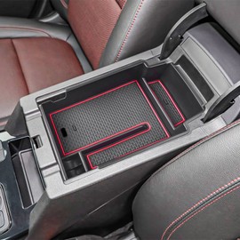 EDBETOS Center Console Organizer Tray Compatible with Chevy Blazer Accessories 2019 2020 2021 2022 2023 2024 2025 Interior Secondary Armrest Storage Glove Box Divider ABS Material, Red Trim