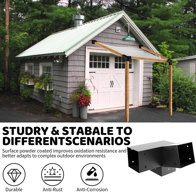 Pergola Slanted Roof Bracket kit 4 Pack,3-Way 15-Degree Right Angle