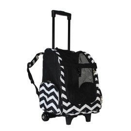 World Traveler Women's 18" Rolling Pet Carrier Backpack Convertible-Black White Chevron, One Size