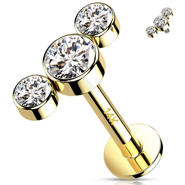 Melighting - Piercing de oro macizo de 14 quilates para