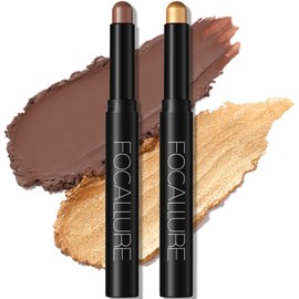 FOCALLURE (2 Pcs 2 in 1 Eyeshadow and Eyeliner Pen,Waterproof Eye Shadow Pencil,Hypoallergenic Eyeshadow,Highlighter Eye Liner,Multi-Dimensional eyes Look,Twilight
