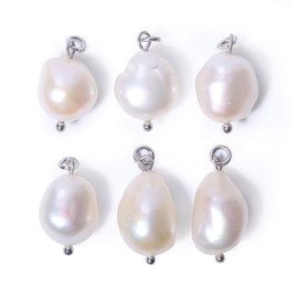 Wholesale 6 PCS Freshwater Pearl Charms Baroque Cultured Pearls Pendant Bulk for Jewelry Making