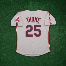 Majestic Jim Thome 1993 Cleveland Indians Grey Road Men's Cooperstown Jersey - L