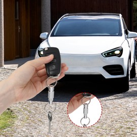 Tyqour Detachable Key Ring Quick Release, Small Titanium Key Ring Keychain Clips, 2pcs Quick Release Keychain for Car Keys, Black & Silver, Aluminum Alloy, Opp Bag Packaging