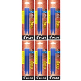 Pilot Gel Ink Refills for FriXion Erasable Gel Ink Pen, Fine Point, Blue Ink, 6 Pack, 18 Refills Total