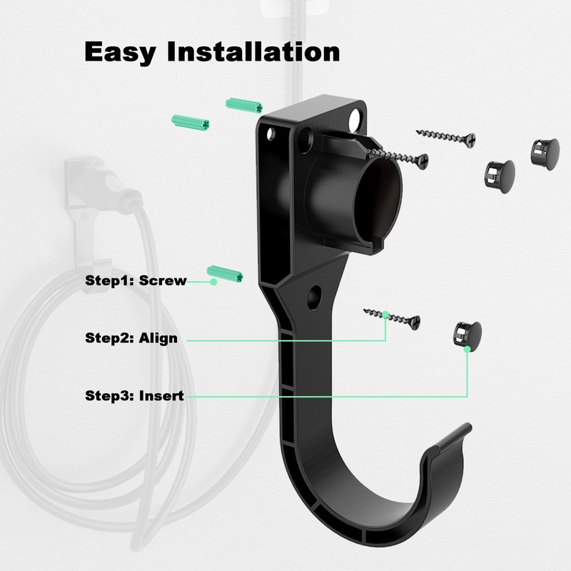 H3JANG EV Charger Holder for SAE J1772 Charger, Wall-Mount Electric