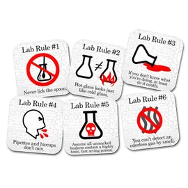Funny Science Coaster Set - Lab Rules - 6 Piece Set - Neoprene - Neurons Not Included