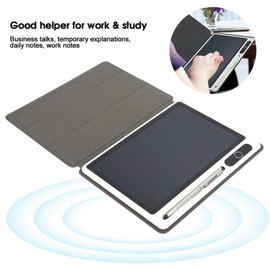 9 Inch LCD Writing Tablet, Electronic Notepad Hand Painting Tool for Work and Study, Business Meetings, Temporary Explanations, No Dust and No Ink (Black (with leather case))