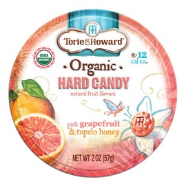 Torie and Howard Organic Hard Candy Tin, Pink Grapefruit and Tupelo Honey, 2 Ounce