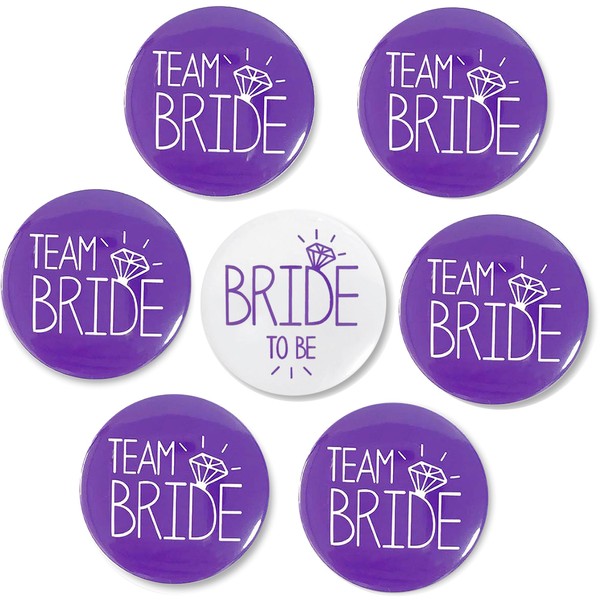 MGJSRNH Brida Team Bride Buttons Pins Purple Wedding Party Bride