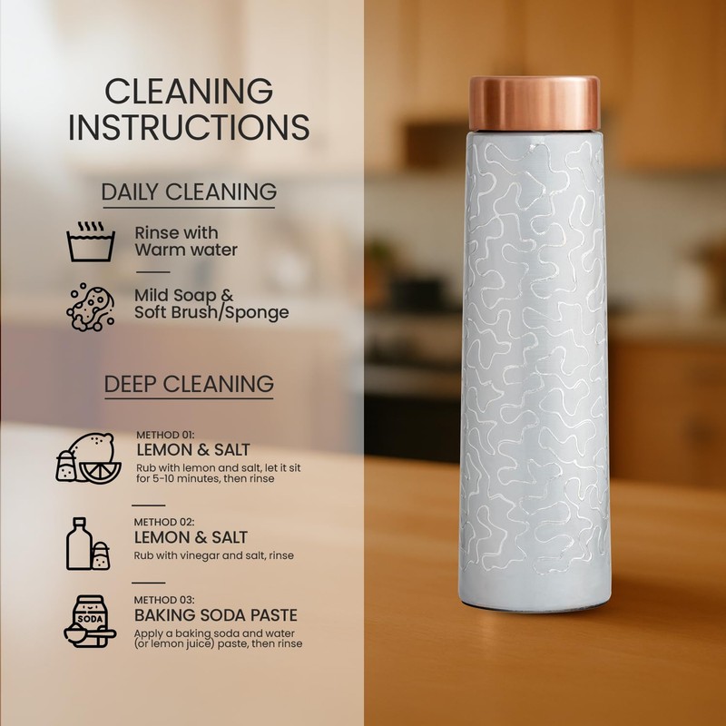 LIQUIDROIX 100% COPPER BOTTLE 34oz – Evokes the wave-like designs