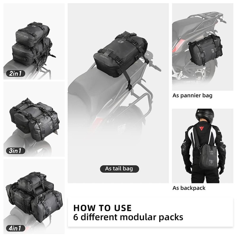 Rhinowalk Motorcycle Tail Bag Motorbike Side Bag 8L Full Waterproof