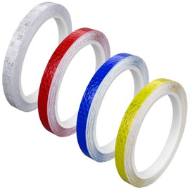 4 Rolls Reflective Tape, Dot Tape Outdoor Waterproof Stickers Safety Floor Marking Tapes Car Stickers for Helmet Hard Hat Clothing Trailers Car 26ft (Red Yellow Blue and White)