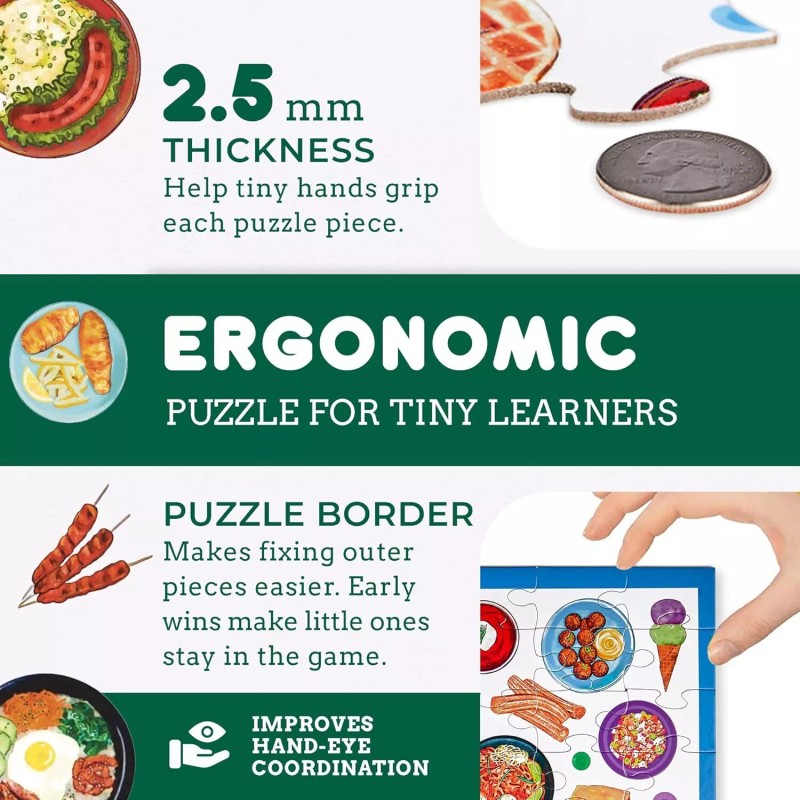 Cognisprings World Food Kids Puzzles, Thick Floor Puzzle, Educational Puzzles
