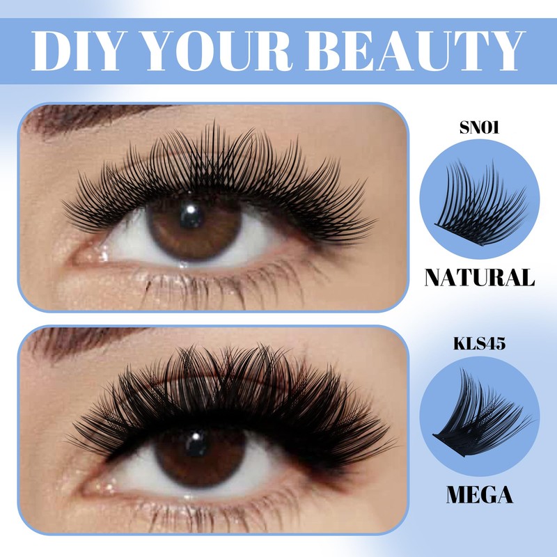 Cluster Eyelash Extensions, 144 Pieces, Cluster Eyelashes, Individual Eyelashes, D-Curls,